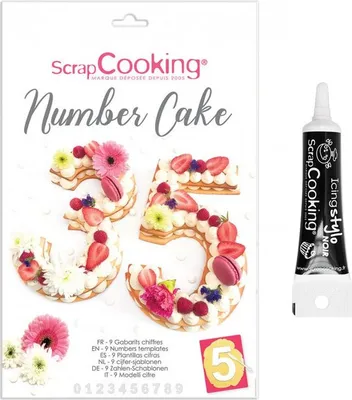 Produktbild von 9 Zahlen-Schablonen Kuchenbox + Icing schwarzen Stift
