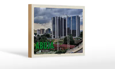 Produktbild von Holzschild Reise 18x12 cm Abuja Nigeria Zentralbank Dekoration