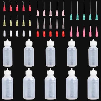 Obrázok produktu pre Sada 10 aplikátorových fliaš, objem 30 ml a 50 ml, s jemnými ihlovými hrotmi, určená na tekutiny