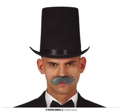 Produktbild von 19 Jahrhundert Hoch Zylinder Nostalgie Kostüm Accessoire Elegant Schwarz Karneval Modepartys Stilvolle Kopfbedeckung Historische Nachstellung, Farbe: Schwarz