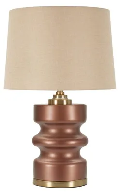 Zdjęcie produktu dla Lampa stołowa Rosenthal -B- z brązowego szkła z beżowym abażurem Ø 36,5 cm
