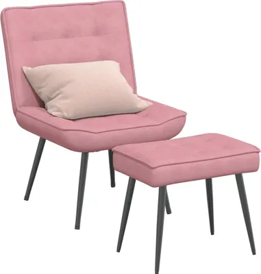 Zdjęcie produktu dla vidaXL Fotel Relax ze stołkiem różowy aksamit