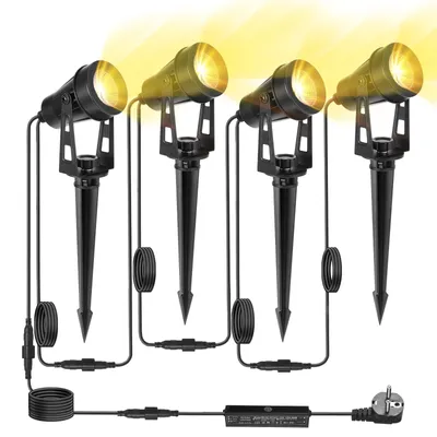 LED-Außenstrahler 4er-Set, 14 m, warmweiß, 3000 K, IP65