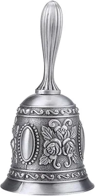 Produktbild von Famanu Handglocke Silber - laute Tischglocke für Empfang, Restaurant, Bar und Zuhause