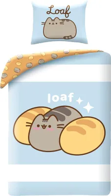 Produktbild von Unyqoos® Pusheen Wendbarer Bettbezug 140 x 200 cm mit Kissenbezug 70 x 90 cm, 100% Mikrofaser-Polyester, doppelseitig, mit Reißverschluss
