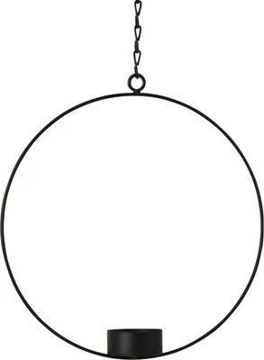 Produktbild von Deko-Ring m. Teelichteinsatz, schwarz, Metall - Durchmesser 20 cm, Kette 25 cm