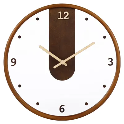 Produktbild von SensaHome Wanduhr Amsterdam – Moderne runde Uhr – Japandi-Stil – Glas und Holz – Ø30 cm – Braun