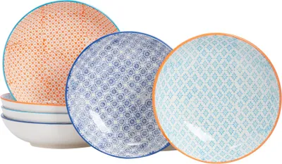 Produktbild von Nicola Spring handbedruckte Pastaschalen – 22 cm – 3 Farben – 6er-Pack