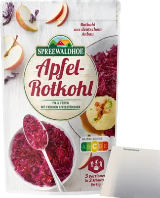 Produktbild von Spreewaldhof Apfel-Rotkohl Fix und Fertig mit frischen Apfelstückchen (400g Packung) + usy Block