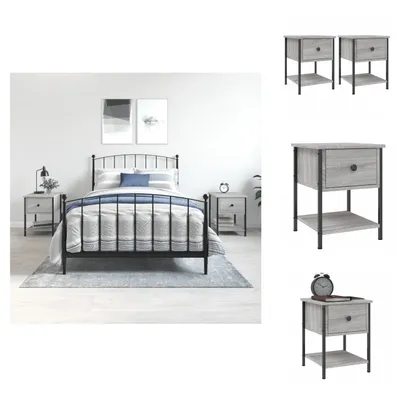 Imagen del producto de vidaXL Mesitas de noche, 2 unidades, color gris Sonoma, 34x35,5x45 cm, material de madera. - Mesitas de noche