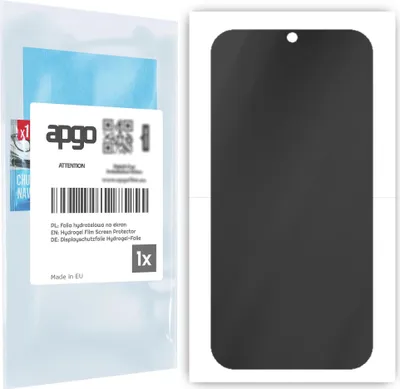 The image shows the packaging of a screen protector and the screen protector itself.