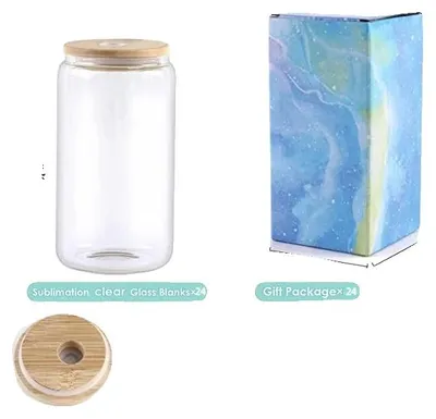 Obrázok produktu pre Hrnčeky na sublimáciu, kompletná sada s viečkami a slamkami, univerzálne nápojové nádoby, 24 ks, priehľadné, 16 oz