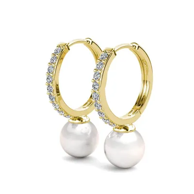 Produktbild von Perlenohrringe Funkelnde Perlen Damen Creolen Ohrringe 925 Sterling Silber