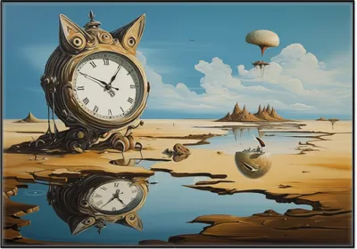 Produktbild von Wallario Wandbild Spiegelungen der Zeit, Größe: 70,30 x 100,30 cm, Poster mit schwarzem Aluminiumrahmen