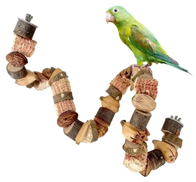 Productafbeelding van Vogelspeelgoed voor papegaaien, natuurlijk houten zitstokken, maïskolf en kauwspeelgoed
