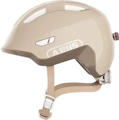 Produktbild von ABUS Kinderhelm Smiley 3.0 FL.ACE LED - mit Magnetverschluss, Rücklicht und Insektenschutz - Fahrradhelm für Kinder und Kleinkinder auf Laufrad, Fahrrad und im Kindersitz - beige, Größe S