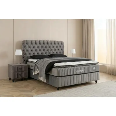 Produktbild von Boxspringbett 140 x 200 Comfort Betten mit Matratze inkl. Topper Stauraumbett 140x200  Boxbett 140x200 Doppelbett 140x200 mit 2 Nachttischen