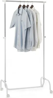 Produktbild von Garderobenwagen Kleiderständer Rollgarderobe Garderobenständer TIGER weiss, mit höhenverstellbarer verchromte Kleiderstange