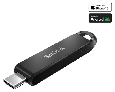 Produktbild von SanDisk Ultra, 128 GB, USB Typ-C, 3.2 Gen 1 (3.1 Gen 1), 150 MB/s, Dia, Schwarz