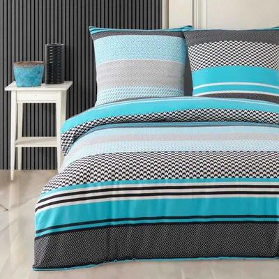 Produktbild von Buymax® Bettwäsche Bettbezug 200x200 cm Kopfkissenbezug 80x80 cm 3 teilig Deckenbezug Set aus 100% Baumwolle Biber Flanell Winter mit Reissverschluss -