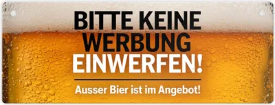 Produktbild von Bitte keine Werbung einwerfen Metallschild - ausser Bier im Angebot