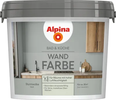 Produktbild von Alpina Wandfarbe für Küche & Badezimmer Sturmwolke 2,5 L