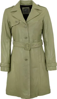 Produktbild von Gipsy by Mauritius - Damen Trenchcoat Ledermantel Lammnappa olive Größe XL