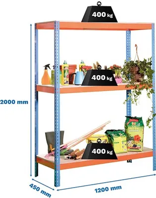 Produktbild von Simonrack Schwerlastregal ECOFORTE 1204-3 8435104922583 orange, blau 120,0 x 45,0 x 200,0 cm