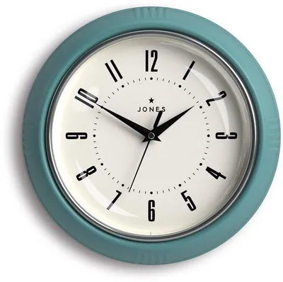 Image de Horloge murale ronde rétro, 25 cm, bleu-vert, pour la cuisine ou le salon