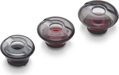 Three earbud tips are arranged on a white background.