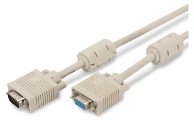 Produktbild von Digitus VGA-Monitor-Verlängerungskabel, 3 m, VGA (D-Sub), VGA (D-Sub), Beige, Nickel, Kupfer
