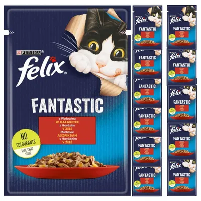 Zdjęcie produktu dla Felix Fantastic Karma Dla Kotów Wołowina W Galaretce Saszetka 12x85g