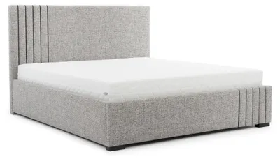 Produktbild von Stilvolles Graues Doppelbett Design Schlafzimmer Betten Großes Kopfteil