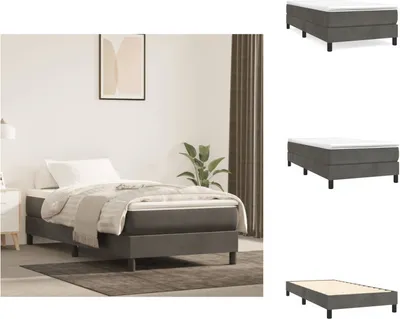 Productafbeelding van vidaXL Boxspringbed, donkergrijs, 80x200 cm, fluweel - Bedden & bedbodems