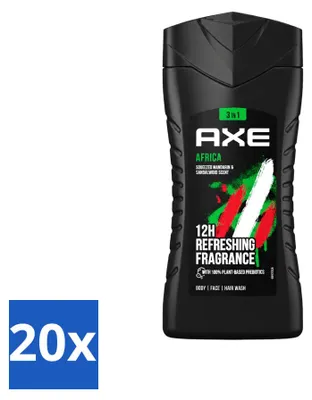 Produktbild von 20 x Axe Africa 3-in-1 Duschgel - Mandarine & Sandelholz - 250 ml - Vorteilspackung - 20 Stücke