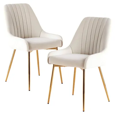 Image de Chaises de salle à manger - Chaises - Ensemble de chaises de salle à manger - Chaises design - Chaises en velours - Lot de 2, couleur blanche