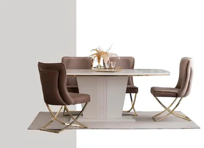 Produktbild von Moderner Säulentisch Tische Esszimmer Möbel Tisch X Säule Esstisch Neu