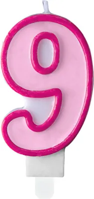 Image de Bougie d'anniversaire 9, rose, 7cm