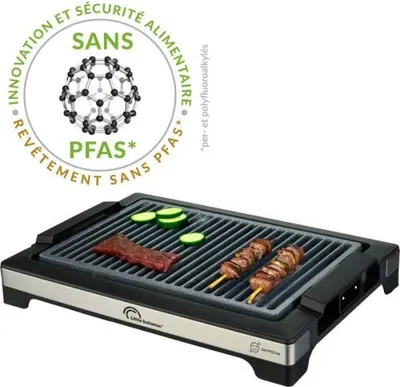 Image de Barbecue électrique LITTLE BALANCE - Facile à utiliser - Surface de cuisson de 38 x 25 cm - Revêtement microcéramique sans PFAS - 2000 W