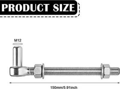 Scharnieren M12 x 150 mm - Robuste Scharnieren - Verstellbare Scharnieren - Torbeschläge - Rostfreier Stahl Scharnieren