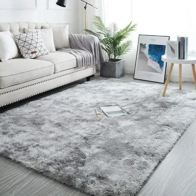Image de Tapis antidérapant gris clair - Tapis moelleux pour salon et chambre (160 x 200 cm)