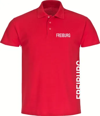 Produktbild von multifanshop Poloshirt - Freiburg - Brust & Seite, rot, Größe M