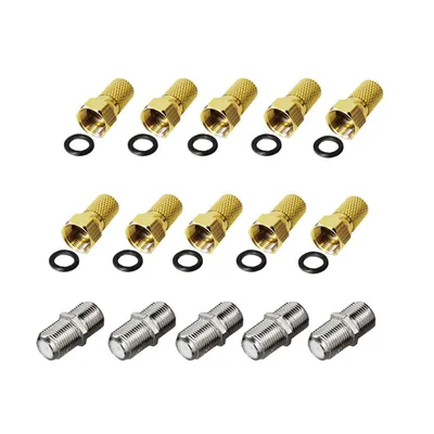 Produktbild von 10x F-Stecker 5x F-Verbinder Set 7,5 mm mit Gummidichtring für Koxial Antennenkabel Sat