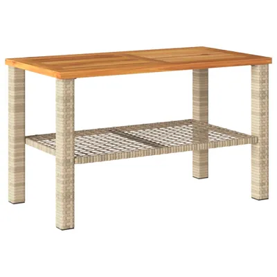 Produktbild von vidaXL Gartentisch Beige 70x38x42 cm Poly Rattan Akazienholz