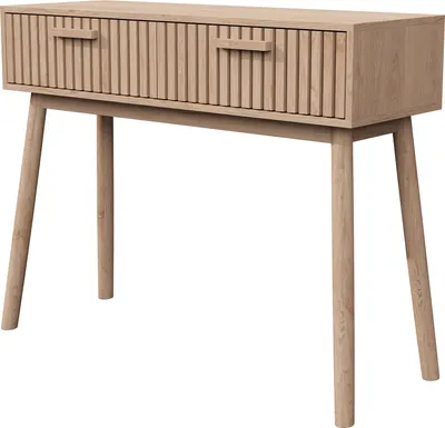 Immagine prodotto di UnboxG Consolle 100cm con 2 cassetti, tavolino in legno in colore naturale, tavolino da ingresso/divano dal design moderno, portaoggetti & decorazione