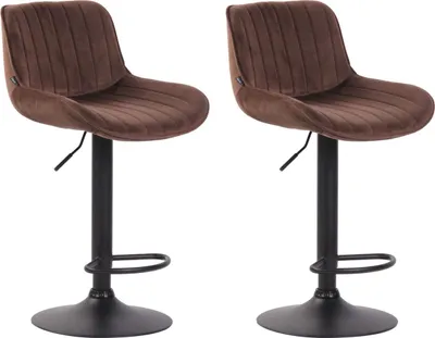 Produktbild von 2er Set Barhocker Lentini Samt schwarz braun