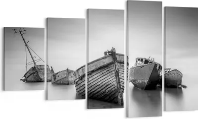 Produktbild von Bild auf Leinwand - Leinwandbild - 5 Teile - £ódŸ Wrack Schiff - 100x60cm - Wand Bild - Wanddeko - Wandbilder - Leinwanddruck - Bilder - Wanddekoration - Leinwand bilder - Wandbild - EG100x60-4999