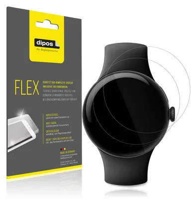 Produktbild von 2x Schutzfolie für Google Pixel Watch 1 Folie, 100% Displayabdeckung, dipos Flex