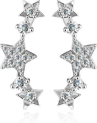 Produktbild von Ohrstecker Ohrklemme Ohrring Sterne Stars Ear Crawler Damen Autiga® silber-klar
