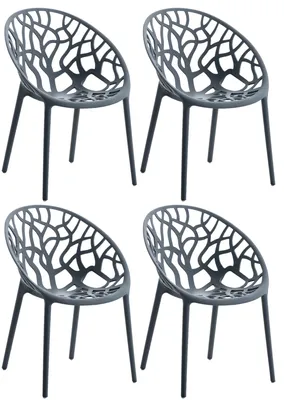 Produktbild von CLP 4er Set Gartenstühle Hope mit Lehne stapelbar wetterfest UV-beständig bis 150 kg anthrazit
